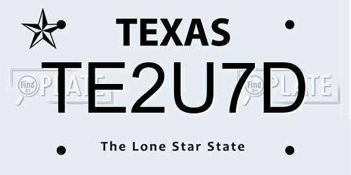 TE2U7D Texas License Plate