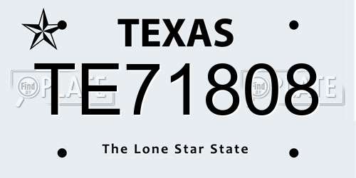 TE71808 Texas License Plate