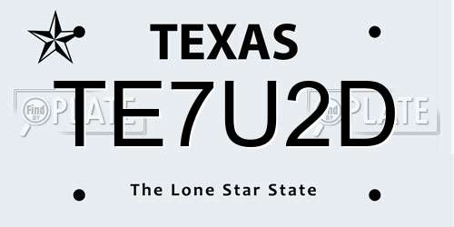 TE7U2D Texas License Plate