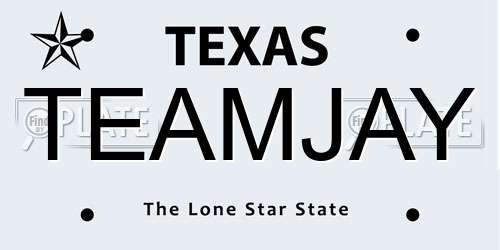 TEAMJAY Texas License Plate