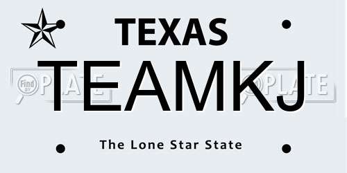 TEAMKJ Texas License Plate