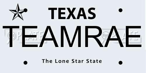 TEAMRAE Texas License Plate