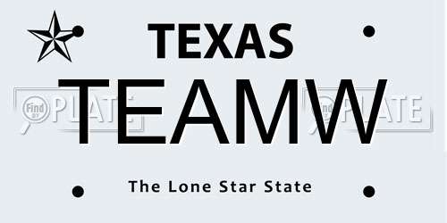 TEAMW Texas License Plate