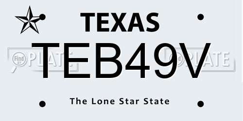 TEB49V Texas License Plate