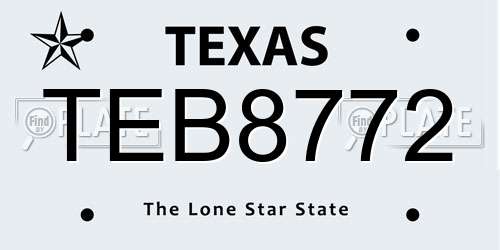 TEB8772 Texas License Plate