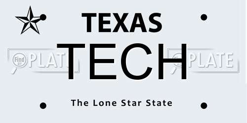 TECH Texas License Plate