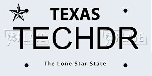 TECHDR Texas License Plate
