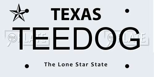 TEEDOG Texas License Plate