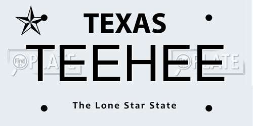 TEEHEE Texas License Plate