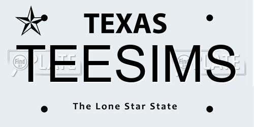 TEESIMS Texas License Plate