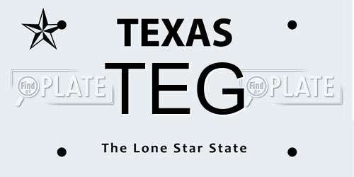 TEG Texas License Plate