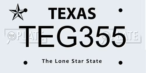TEG355 Texas License Plate