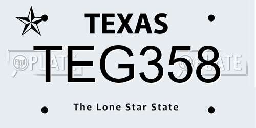 TEG358 Texas License Plate
