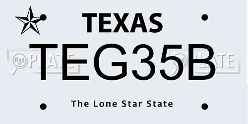 TEG35B Texas License Plate