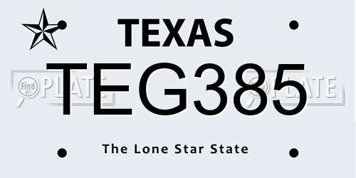TEG385 Texas License Plate