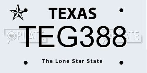 TEG388 Texas License Plate