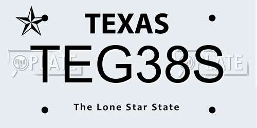 TEG38S Texas License Plate