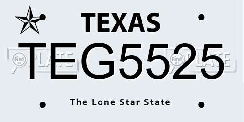 TEG5525 Texas License Plate