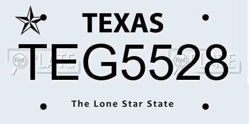 TEG5528 Texas License Plate