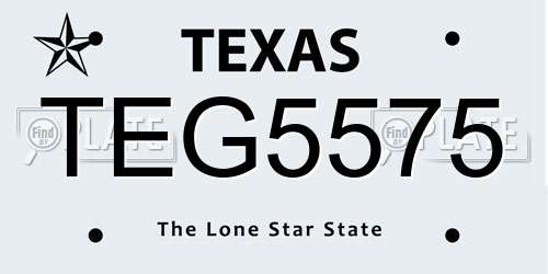 TEG5575 Texas License Plate