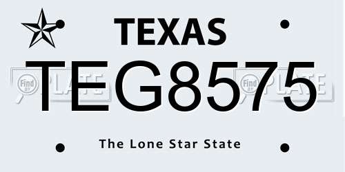 TEG8575 Texas License Plate