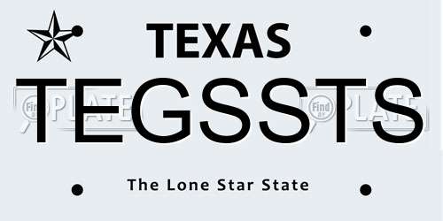 TEGSSTS Texas License Plate