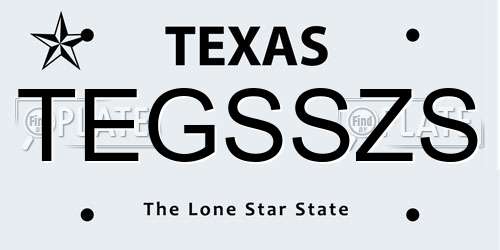 TEGSSZS Texas License Plate