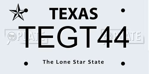 TEGT44 Texas License Plate