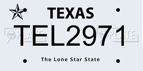 TEL2971 Texas License Plate