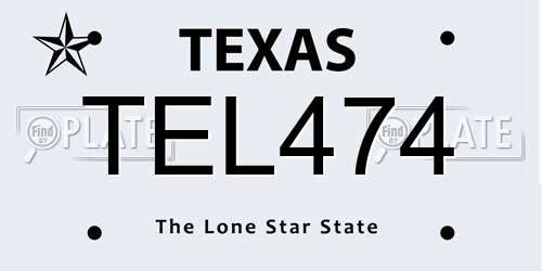 TEL474 Texas License Plate