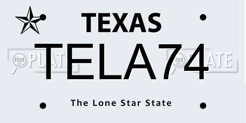 TELA74 Texas License Plate