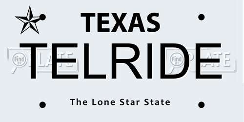 TELRIDE Texas License Plate