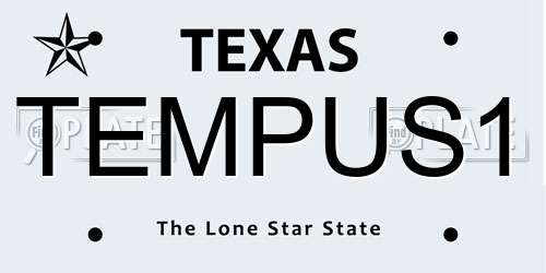 TEMPUS1 Texas License Plate