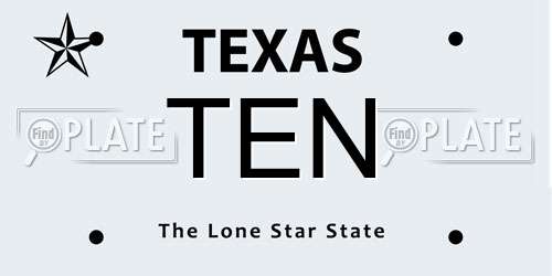 TEN Texas License Plate