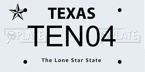 TEN04 Texas License Plate