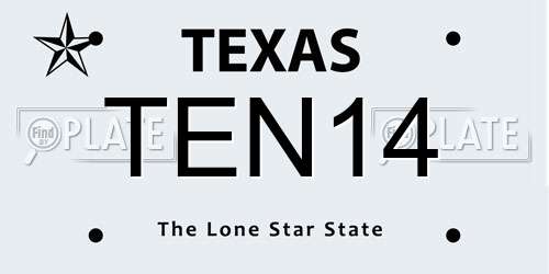 TEN14 Texas License Plate