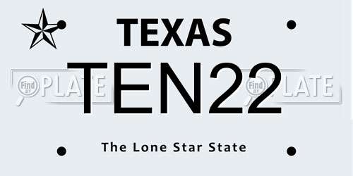 TEN22 Texas License Plate