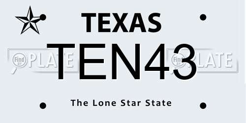 TEN43 Texas License Plate
