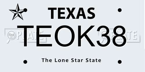 TEOK38 Texas License Plate