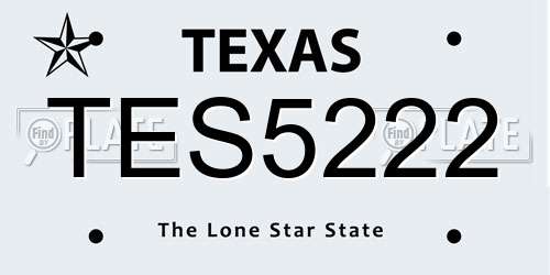 TES5222 Texas License Plate