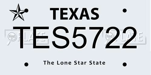 TES5722 Texas License Plate