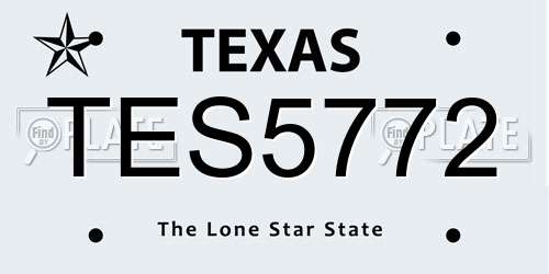 TES5772 Texas License Plate