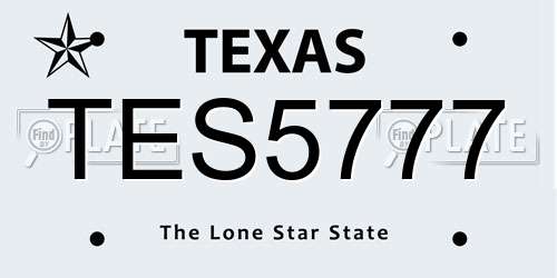 TES5777 Texas License Plate