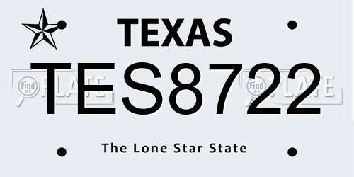 TES8722 Texas License Plate