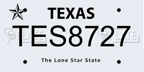 TES8727 Texas License Plate