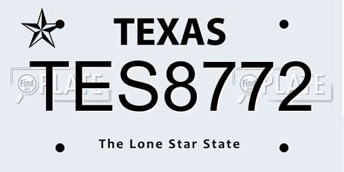 TES8772 Texas License Plate