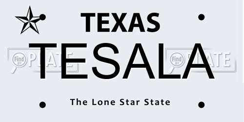 TESALA Texas License Plate
