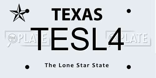 TESL4 Texas License Plate