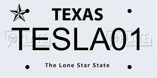 TESLA01 Texas License Plate