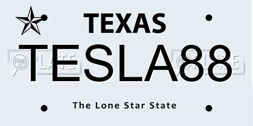 TESLA88 Texas License Plate